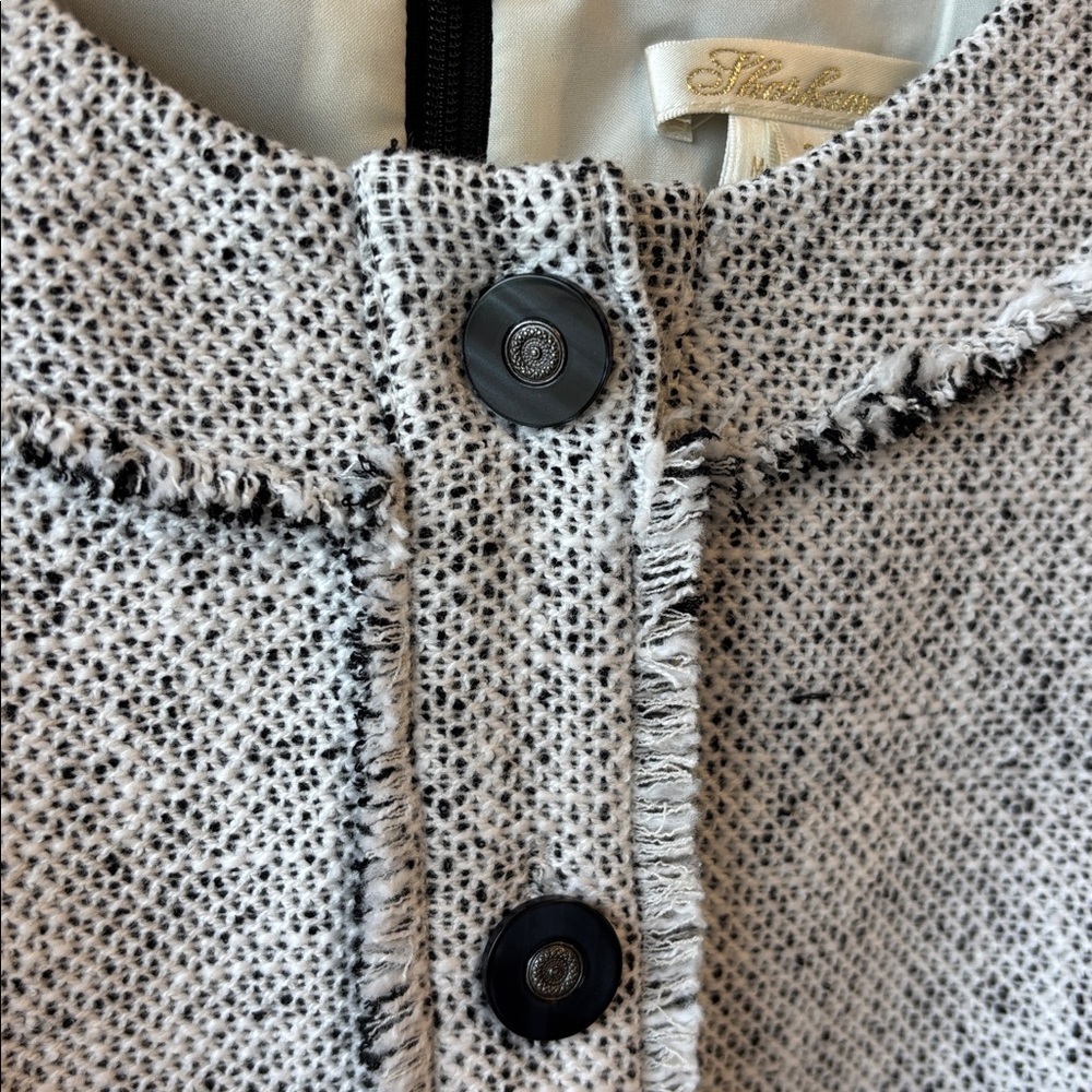 Shoshanna Chic Gray Tweed Dress with Black Accents - Picture 4 of 8